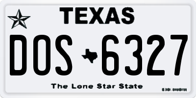 TX license plate DOS6327