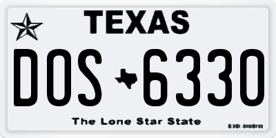 TX license plate DOS6330