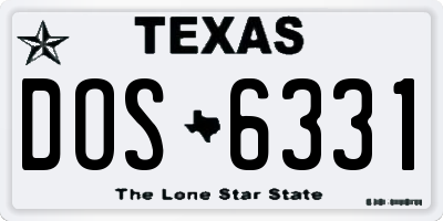 TX license plate DOS6331