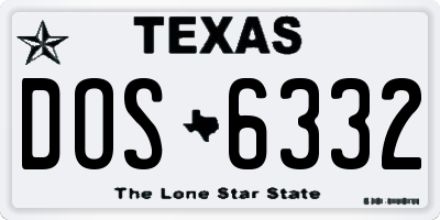 TX license plate DOS6332