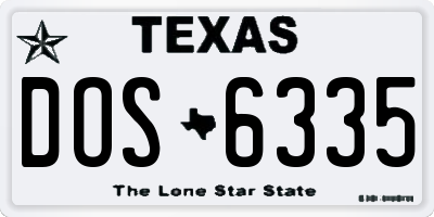 TX license plate DOS6335