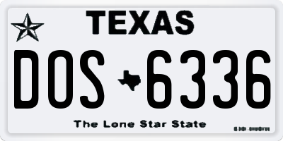TX license plate DOS6336
