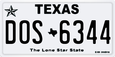 TX license plate DOS6344