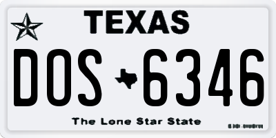 TX license plate DOS6346