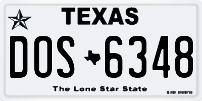 TX license plate DOS6348