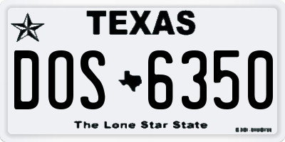 TX license plate DOS6350