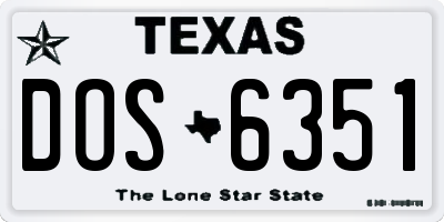 TX license plate DOS6351