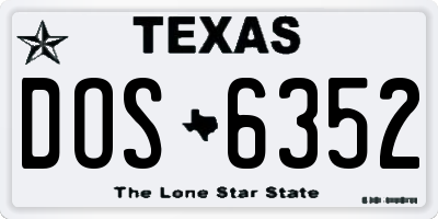 TX license plate DOS6352
