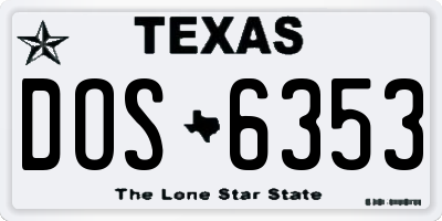 TX license plate DOS6353