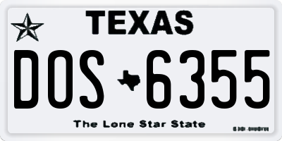 TX license plate DOS6355