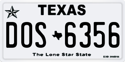 TX license plate DOS6356