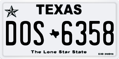 TX license plate DOS6358