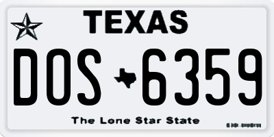 TX license plate DOS6359