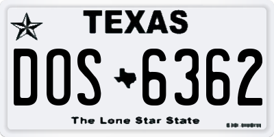 TX license plate DOS6362