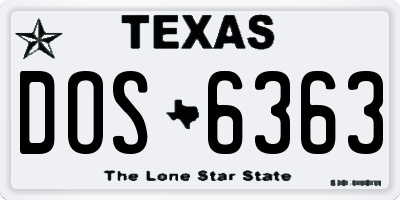TX license plate DOS6363