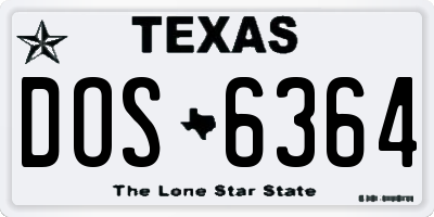 TX license plate DOS6364
