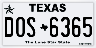 TX license plate DOS6365