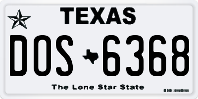 TX license plate DOS6368