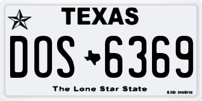TX license plate DOS6369