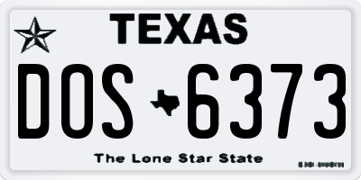 TX license plate DOS6373