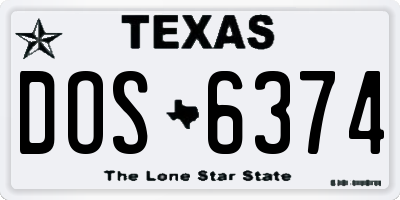 TX license plate DOS6374