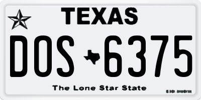TX license plate DOS6375