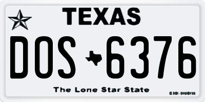 TX license plate DOS6376