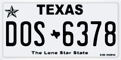 TX license plate DOS6378