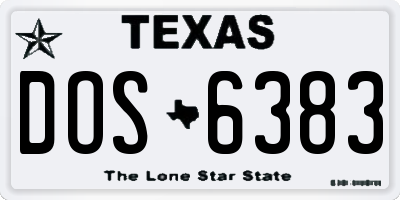 TX license plate DOS6383