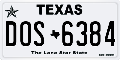 TX license plate DOS6384