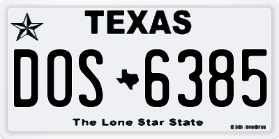 TX license plate DOS6385