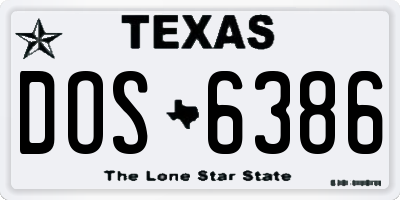 TX license plate DOS6386