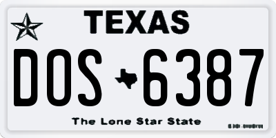 TX license plate DOS6387