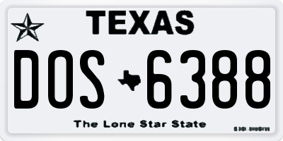 TX license plate DOS6388