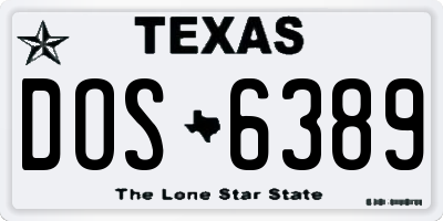 TX license plate DOS6389