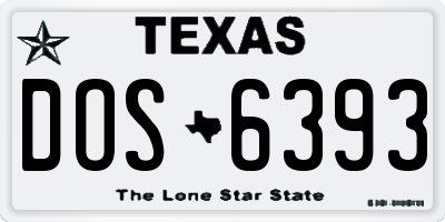 TX license plate DOS6393