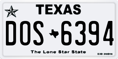 TX license plate DOS6394