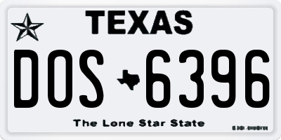TX license plate DOS6396
