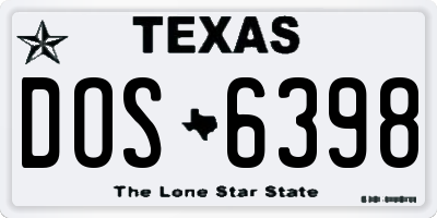 TX license plate DOS6398