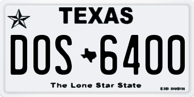 TX license plate DOS6400