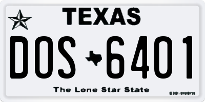TX license plate DOS6401