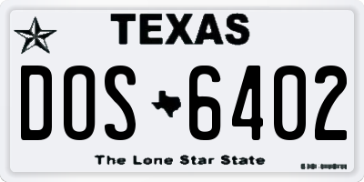 TX license plate DOS6402