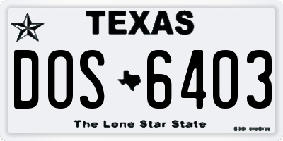 TX license plate DOS6403