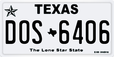 TX license plate DOS6406
