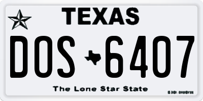 TX license plate DOS6407