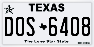 TX license plate DOS6408
