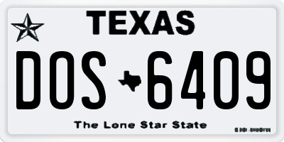 TX license plate DOS6409
