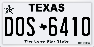 TX license plate DOS6410