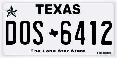 TX license plate DOS6412