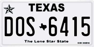 TX license plate DOS6415
